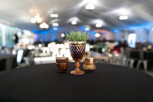 event branding with cups on table