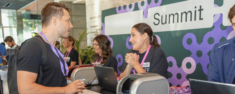 event attendee checking in during registration