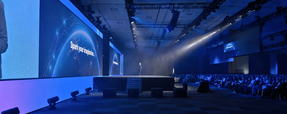 event production stage during a conference