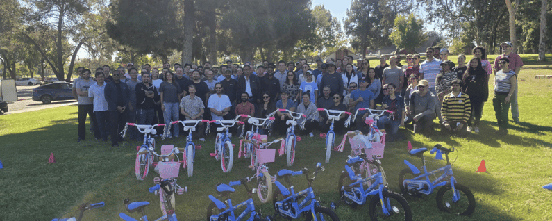 company photo after building bikes 