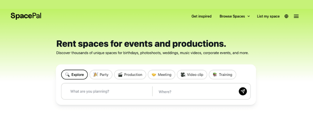 spacepal venue finding agency