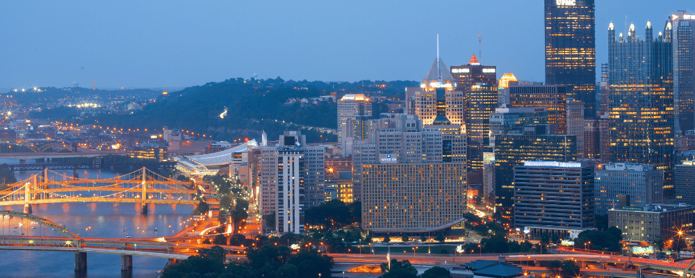 aerial view of Pittsburg, Pennsylvania