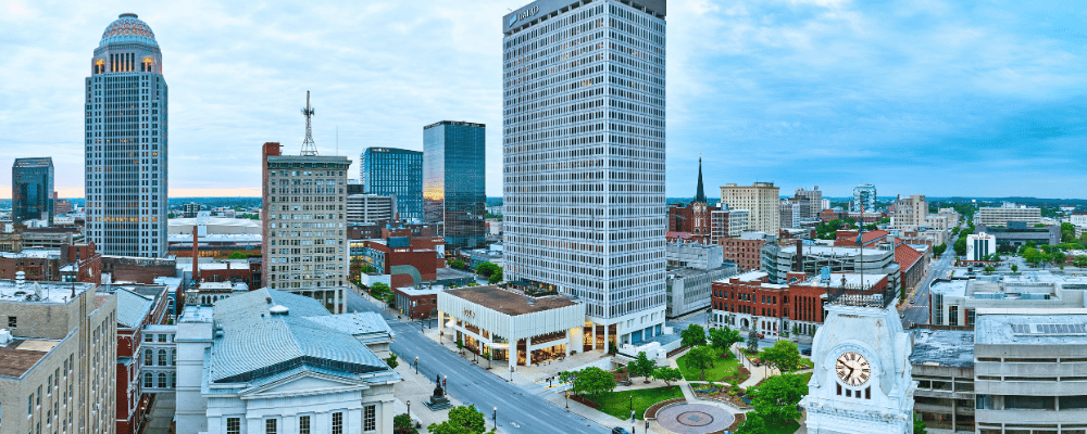 aerial view of Louisville, kentucky