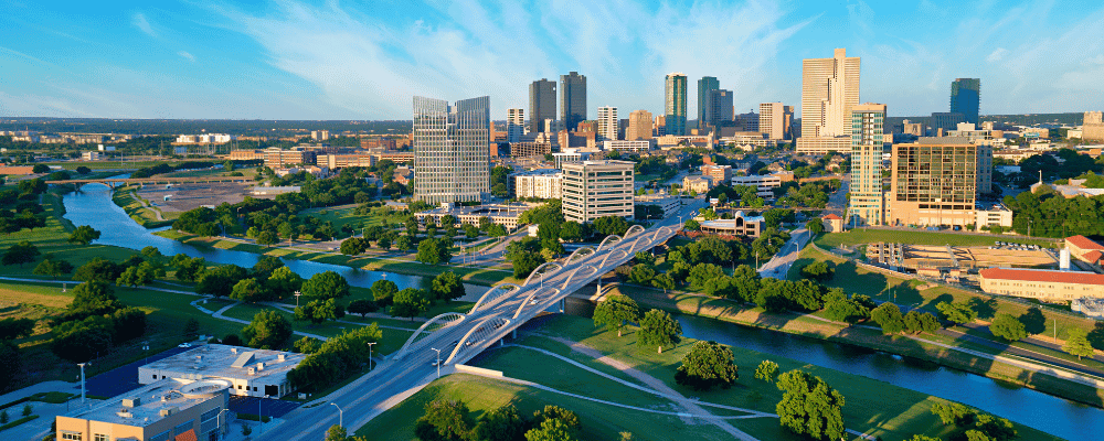 aerial view of fort worth, texas