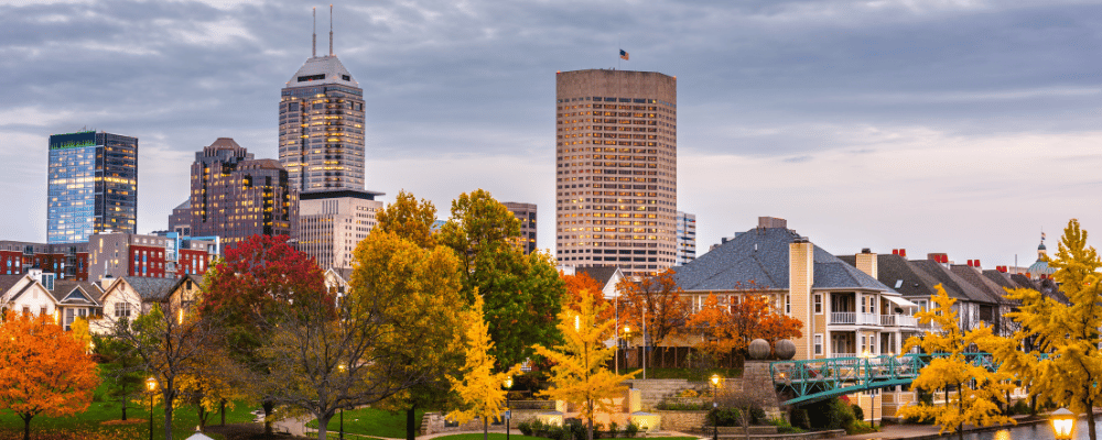 aerial view of Indianapolis, indiana