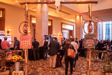 Trade show entrance for rodeo themed show floor