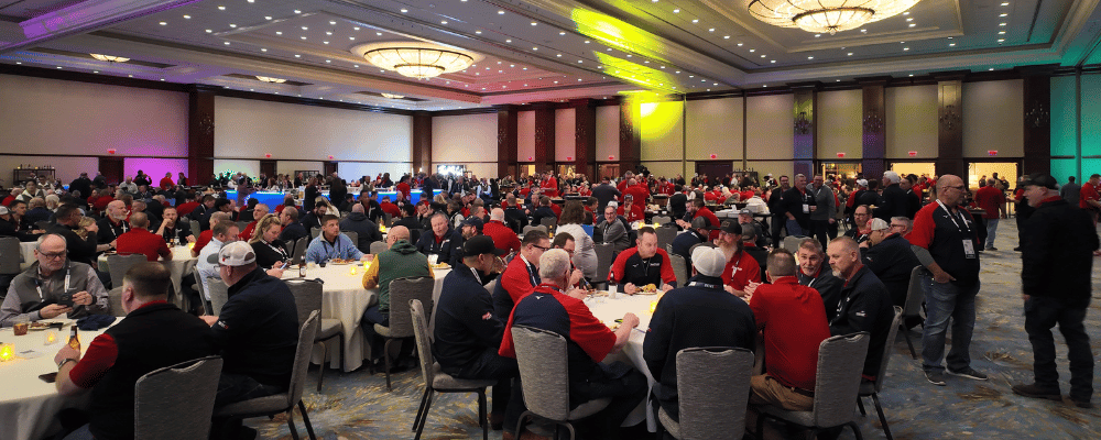 group of attendees enjoying lunch during a conference