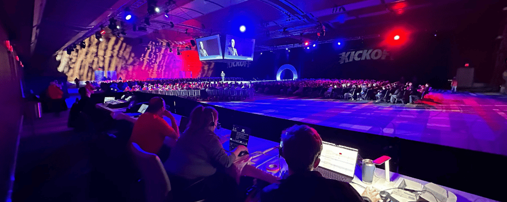 audio visual company behind the scenes producing a conference