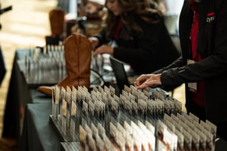 Registration table with cowboy boot