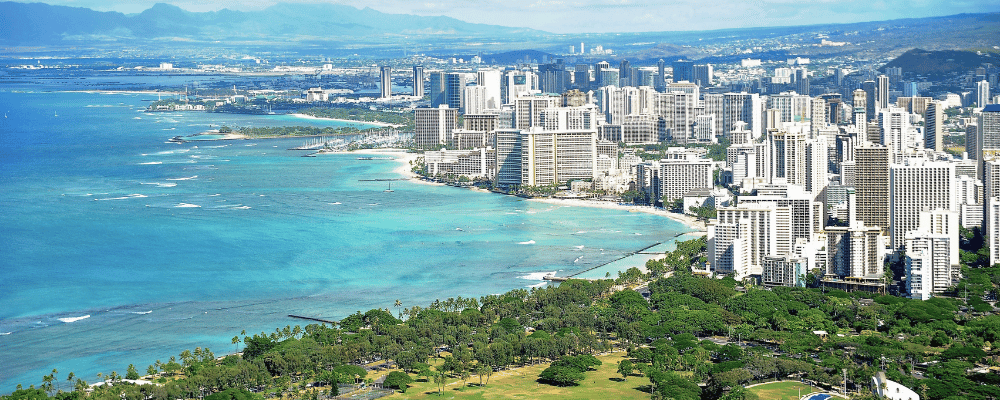 aerial view of the city of Honolulu, Hawaii