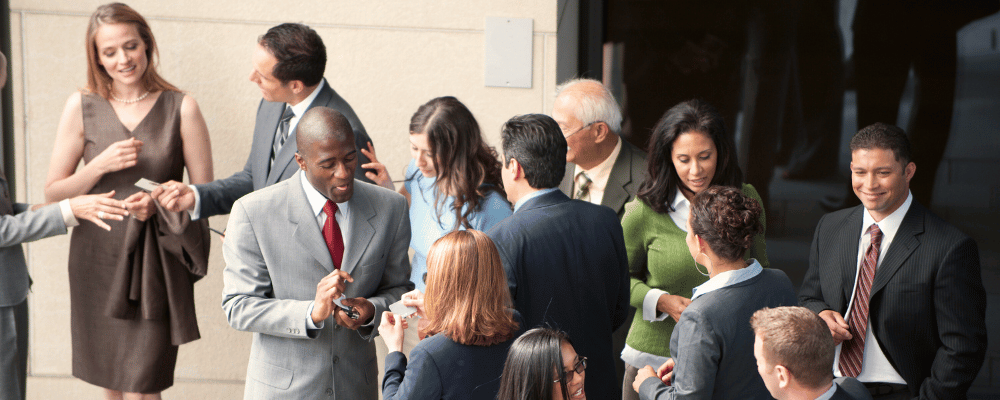 group of attendees networking at an event