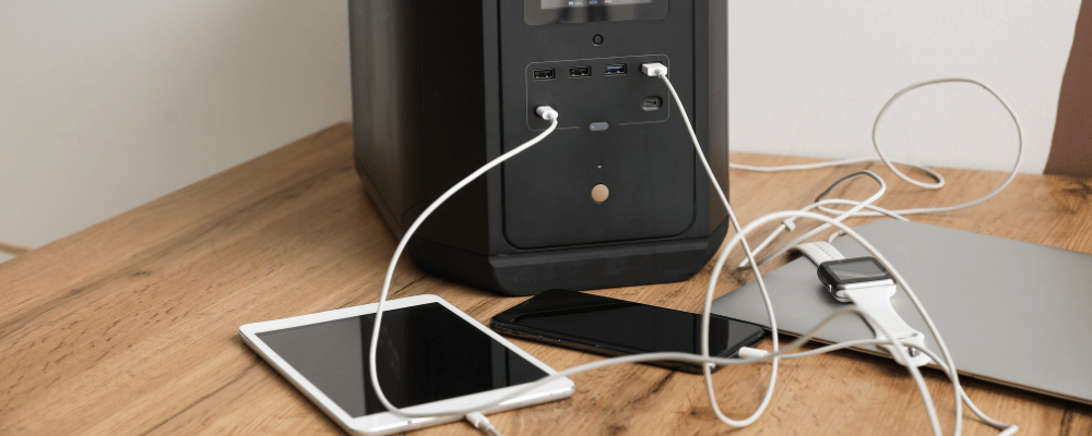 charging stations at a corporate event