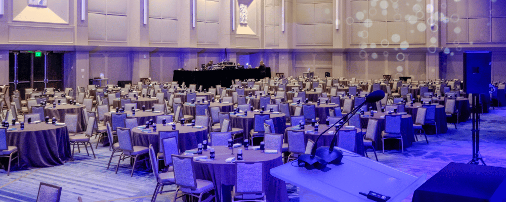 event management set-up for a conference