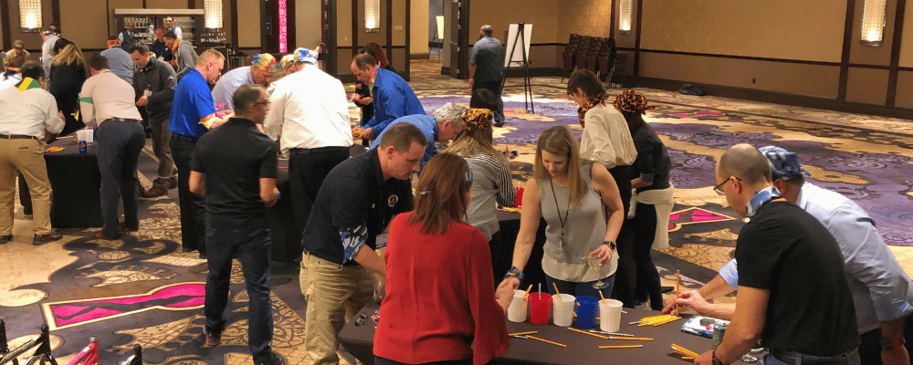 group of event attendees participating in a game activity