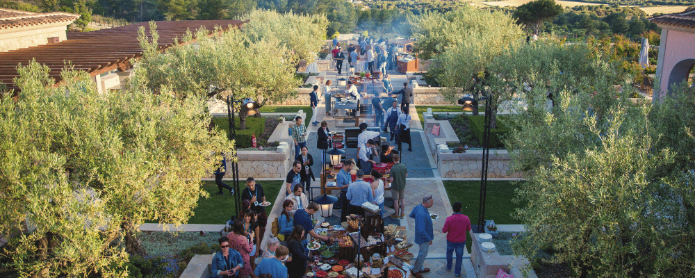 group of event attendees networking during a conference