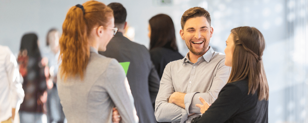 Gen Z conference attendees networking