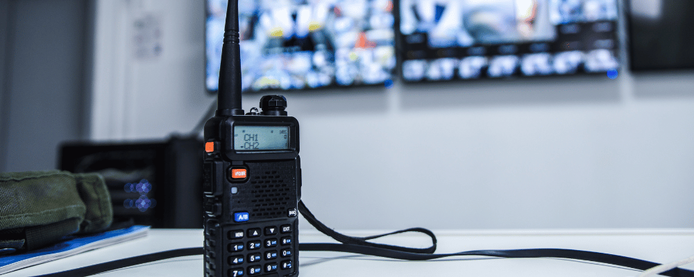 security footage and walkie talkie during an event