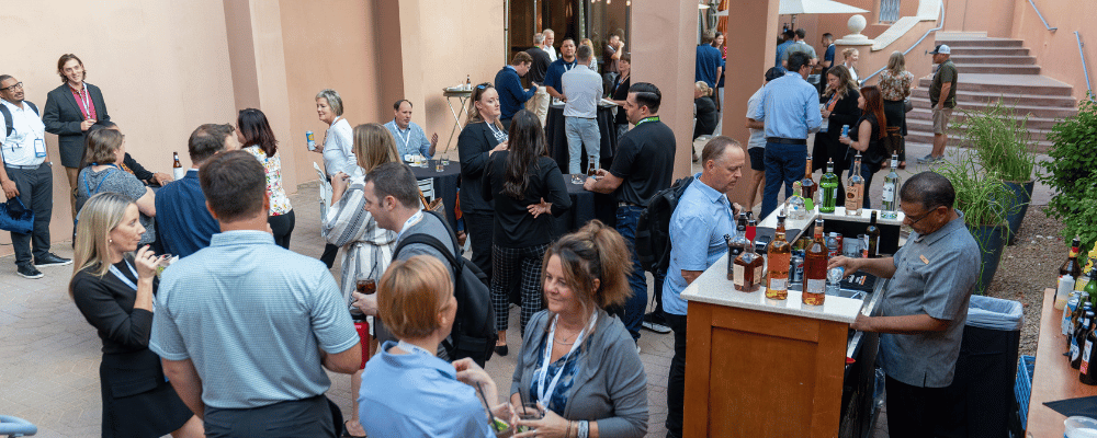 event attendees networking during a corporate conference