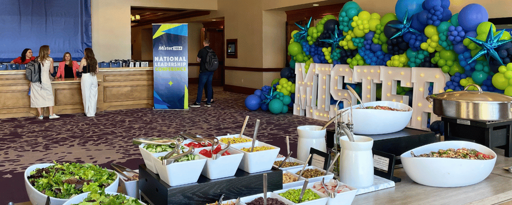 event lunch set up in front of event registration desk