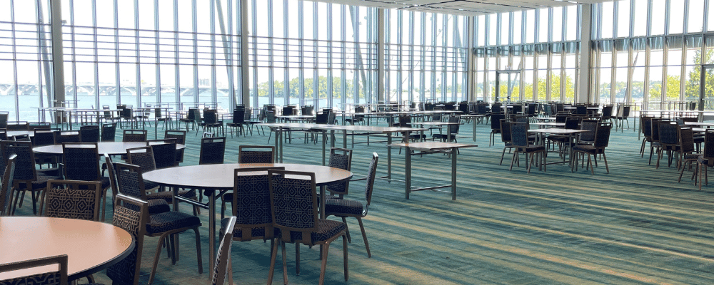 corporate event conference venue with windows