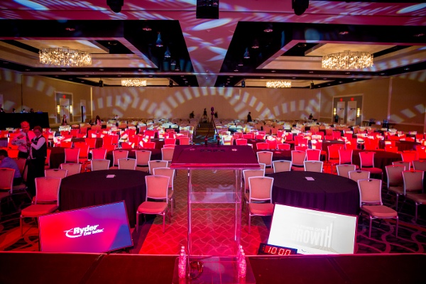 event management set up stage of ryder conference