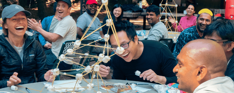 Strayboots team building activity of a structure