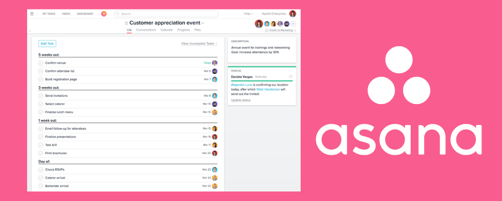 Asana event management example