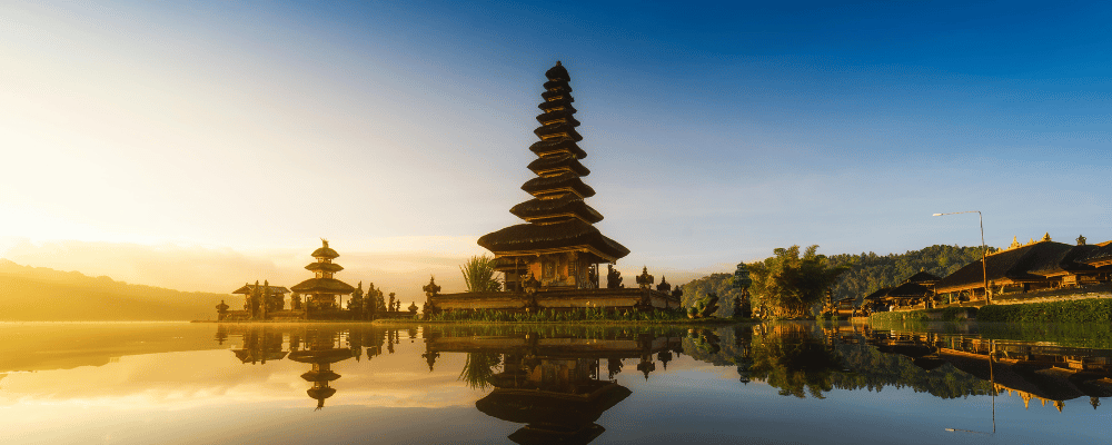 Bali, Indonesia view of the temple and water