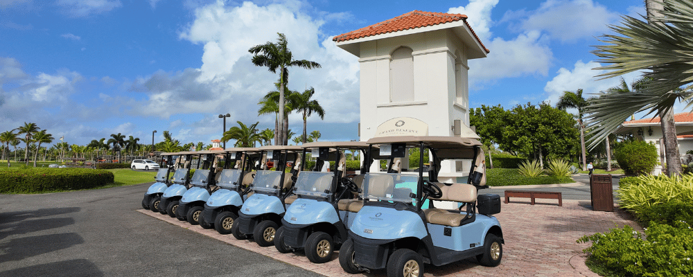 golf carts at a hotel resort in puerto rico