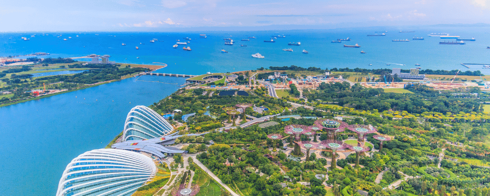 Singapore city view with ocean