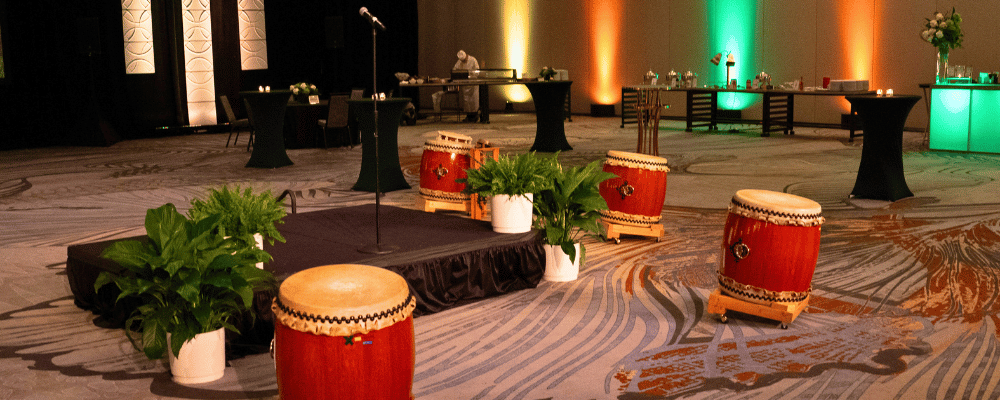 traditional Japanese drums at a corporate celebration event