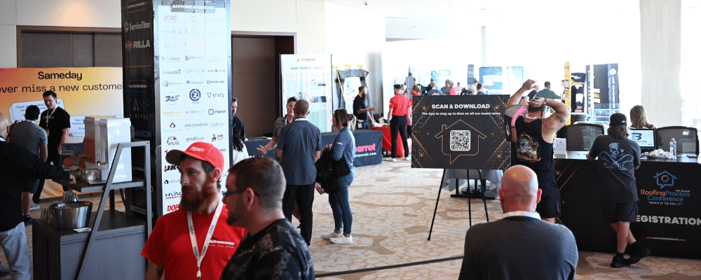 group of attendees networking during a conference expo event