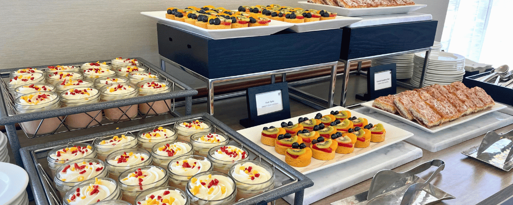 desserts at a corporate conference dinner buffet