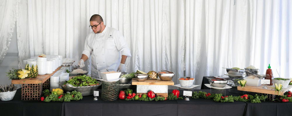 chef preparing food for a corporate event