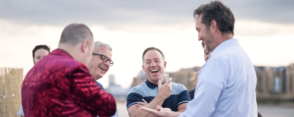 group of event attendees networking during a conference