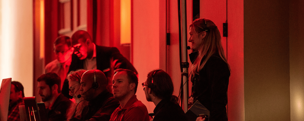 audio visual production company working behind the scenes at a corporate event