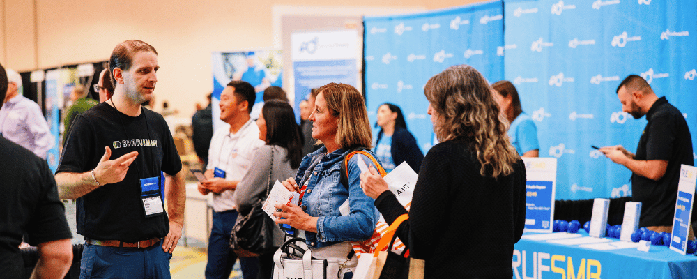event attendees networking during a corporate conference