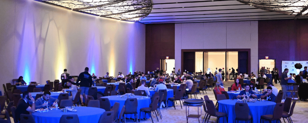 group of event attendees networking during a corporate event