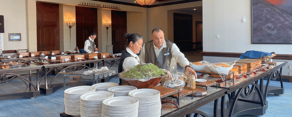 banquet staff preparing F&B lunch