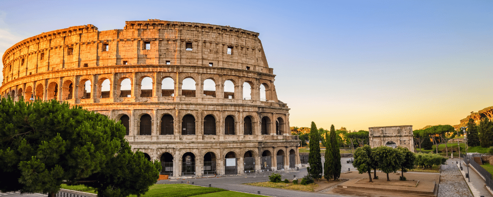 view of roman colosseum in rome, italy