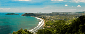 aerial view of beach and tropical jungle in costa rica