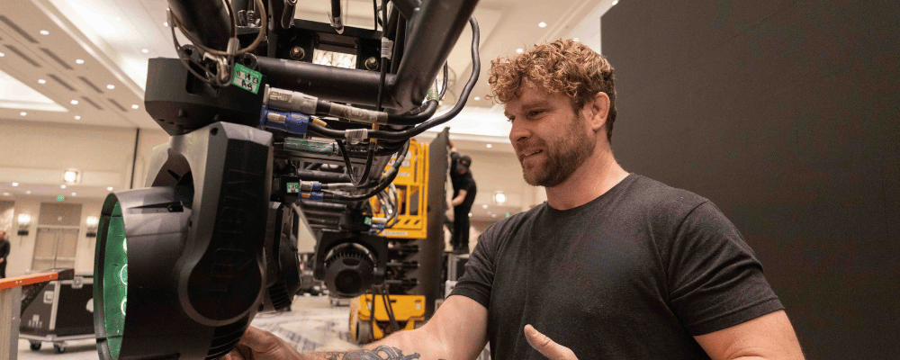 production manager working with equipment