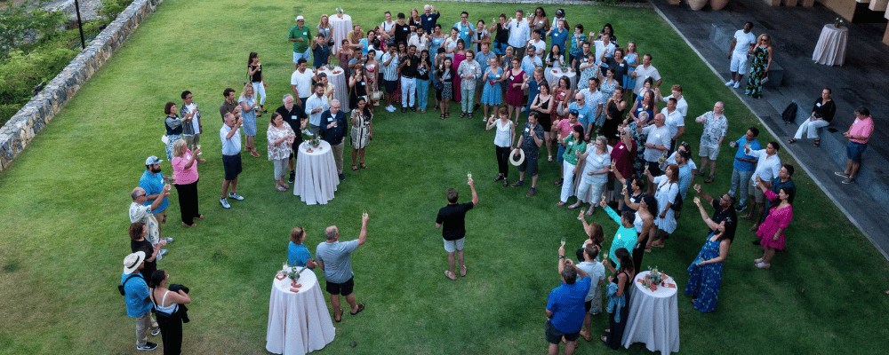 event manager making a toast to everyone on the incentive trip