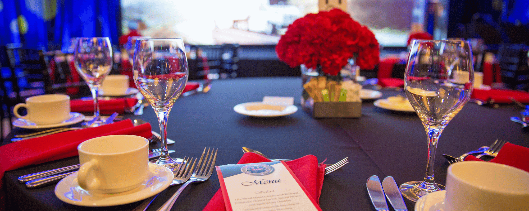 event branding elements include things like table decor, menus, and even the color of your napkins