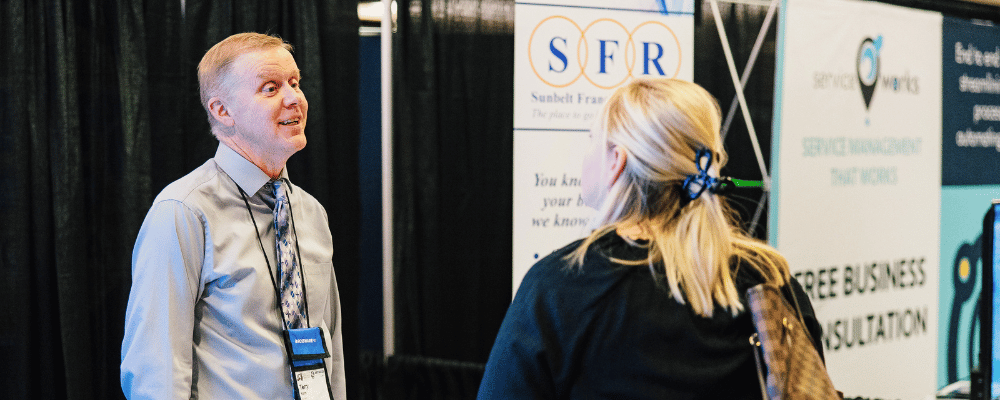 event attendees networking during a trade show