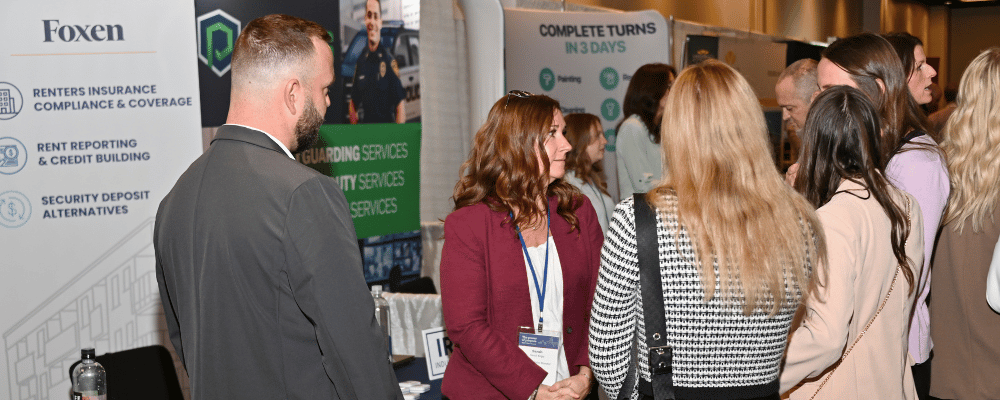 group of event attendees networking over drinks