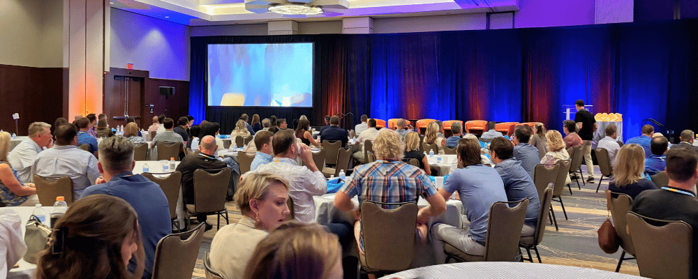 group of event attendees at a franchise convention