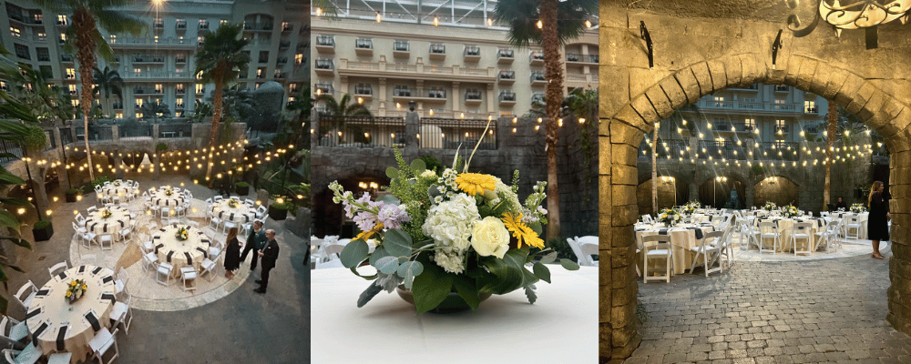 set up for a dinner party corporate event