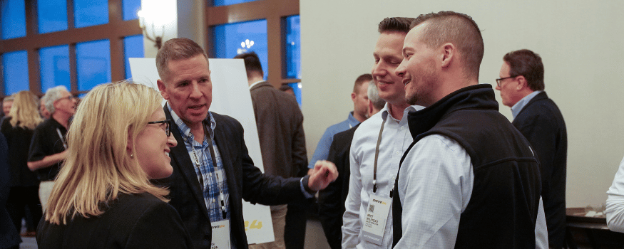 group of attendees networking