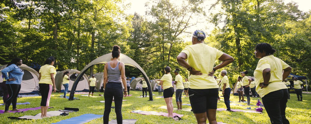 Group of people doing wellness and relaxation activities